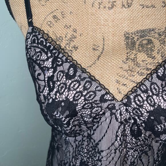 Vintage Nicole Miller 2004 Black nude Lace Overlay Nude Slip Dress Y2K 90s 8 - Picture 3 of 15